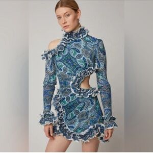 ZIMMERMANN - Moncur Ruffle Neck Mini Dress - Size 0 (US 2)